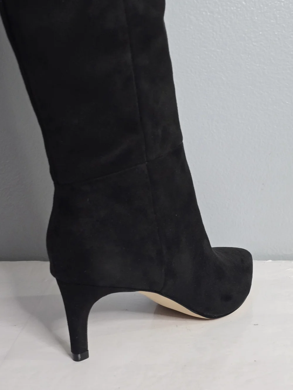 NWOB Nine West Sensa Black Faux Suede Thigh-High Stiletto Boots